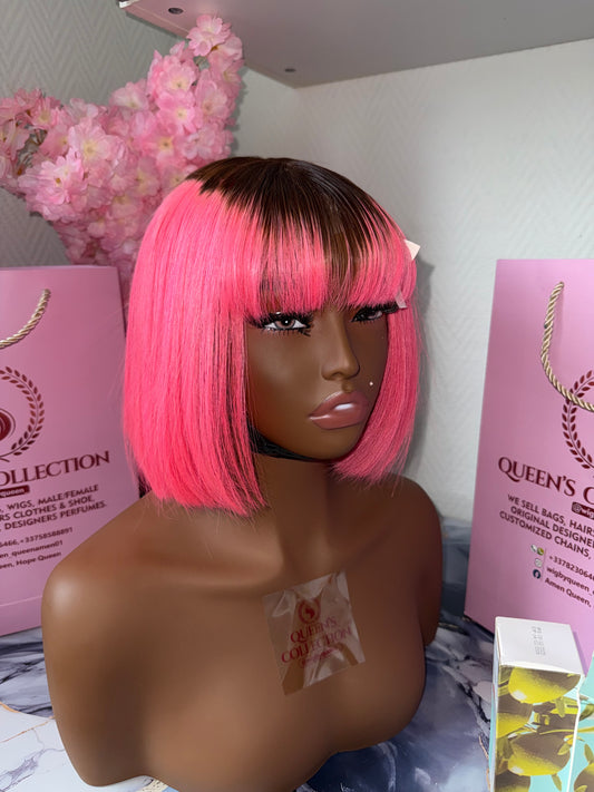 Pink Bob Wig – Soft & Stylish fringe